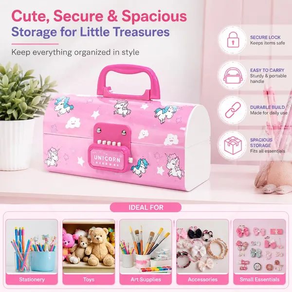 Bpa_Free_Plastic_Kids_Storage_Box_With_Lock_And_Handle_Pink