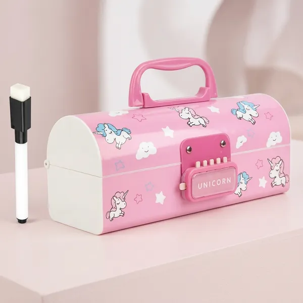 Bpa_Free_Plastic_Kids_Storage_Box_With_Lock_And_Handle_Pink