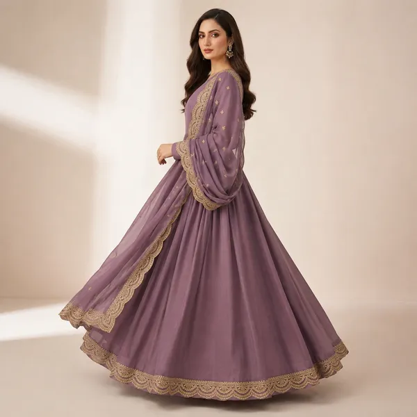 Mauve_Georgette_Embroidered_Flared_Gown_With_Dupatta_For_Women