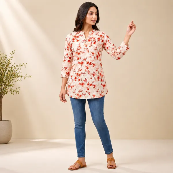 Light_Beige_Cotton_Embroidered_High-Low_Western_Top_For_Women