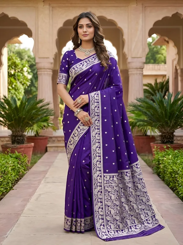 Amethyst_purple_pure_Banarasi_silk_saree
