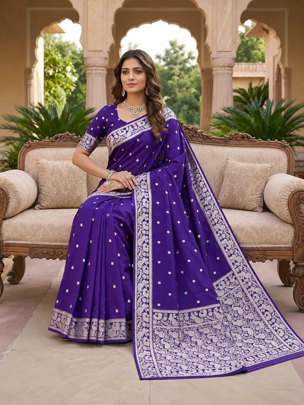 Amethyst_purple_pure_Banarasi_silk_saree