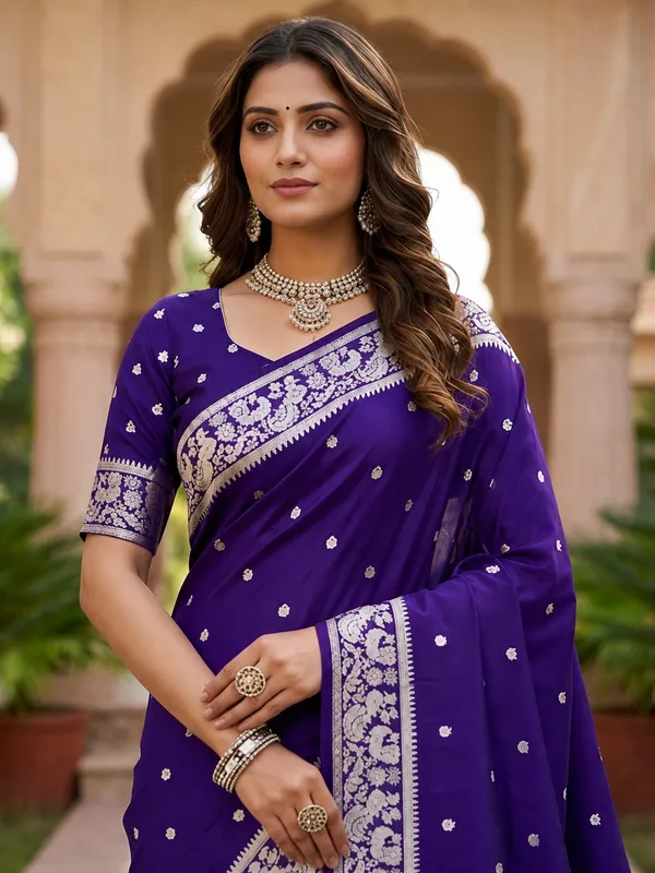 Amethyst_purple_pure_Banarasi_silk_saree