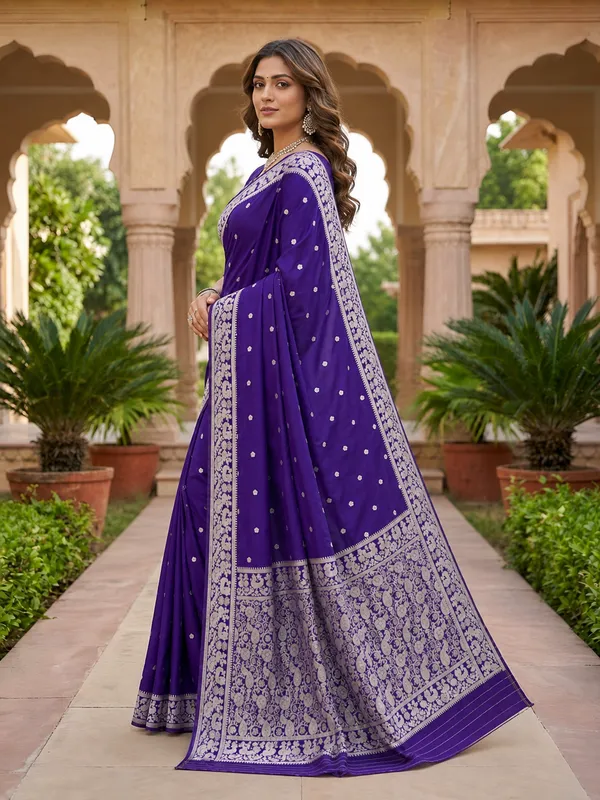 Amethyst_purple_pure_Banarasi_silk_saree