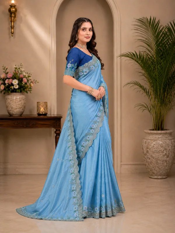 Cerulean_Charm_Crush_Saree_Set
