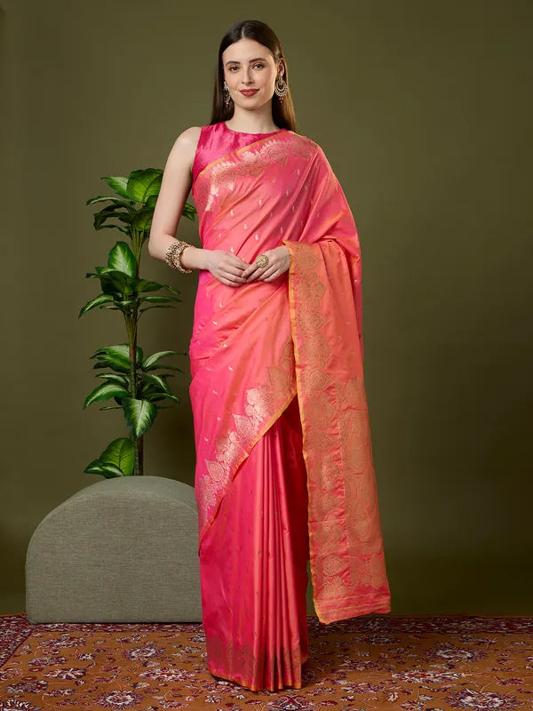 Coral_pink_and_warm_gold_Banarasi_silk_saree