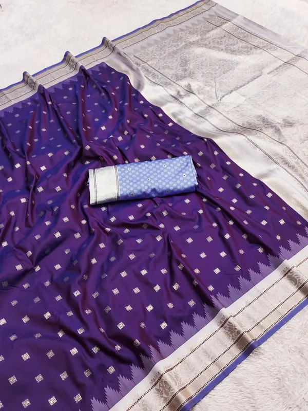 Deep_Purple_and_Ice_Blue_Banarasi_Silk_Saree