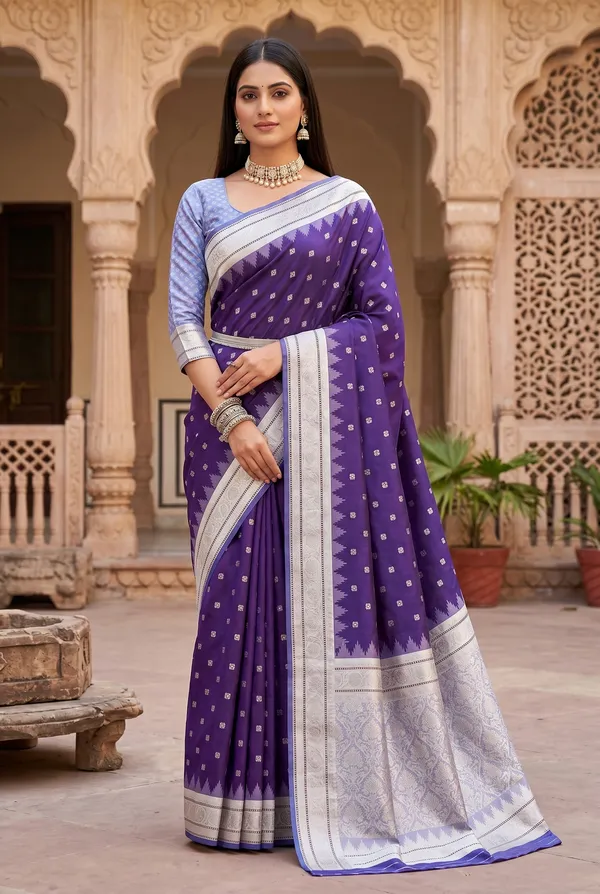 Deep_Purple_and_Ice_Blue_Banarasi_Silk_Saree