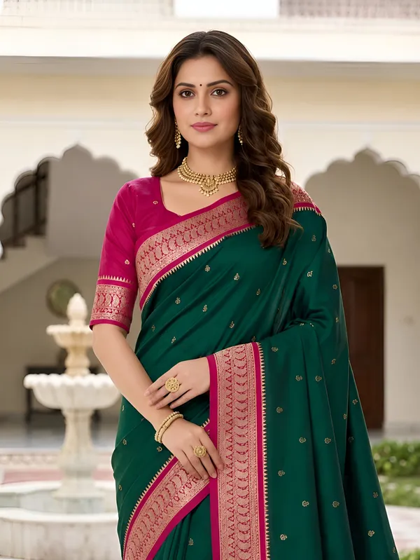 Emerald_Green_and_Magenta_Banarasi_Silk_Saree