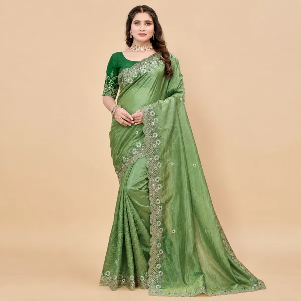 Emerald_Leaf_Crush_Saree_Set