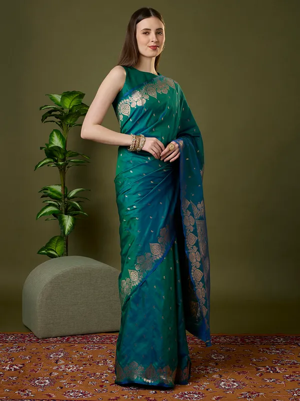 Emerald_green_and_royal_blue_Banarasi_silk_saree