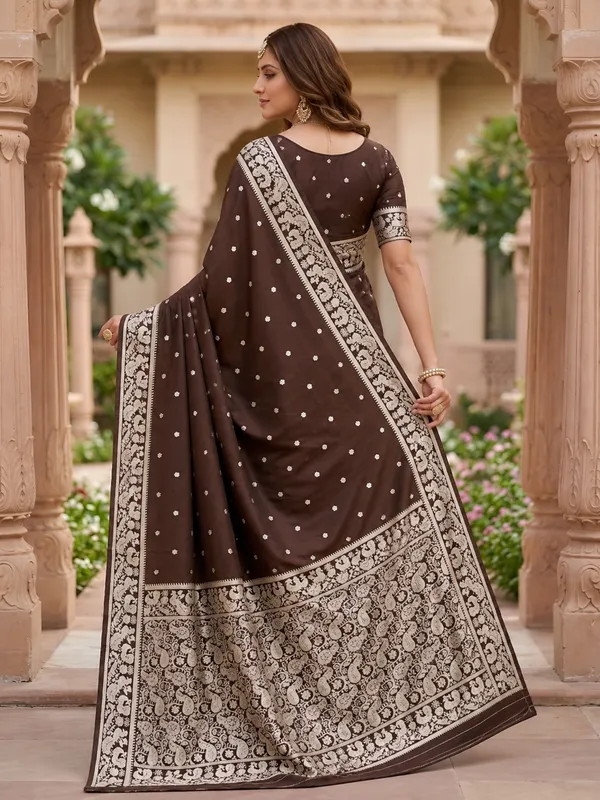 Espresso_Brown_Pure_Banarasi_Silk_Saree