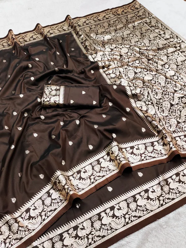 Espresso_Brown_Pure_Banarasi_Silk_Saree