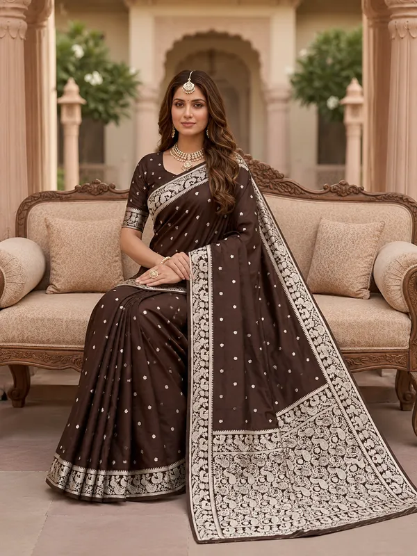 Espresso_Brown_Pure_Banarasi_Silk_Saree