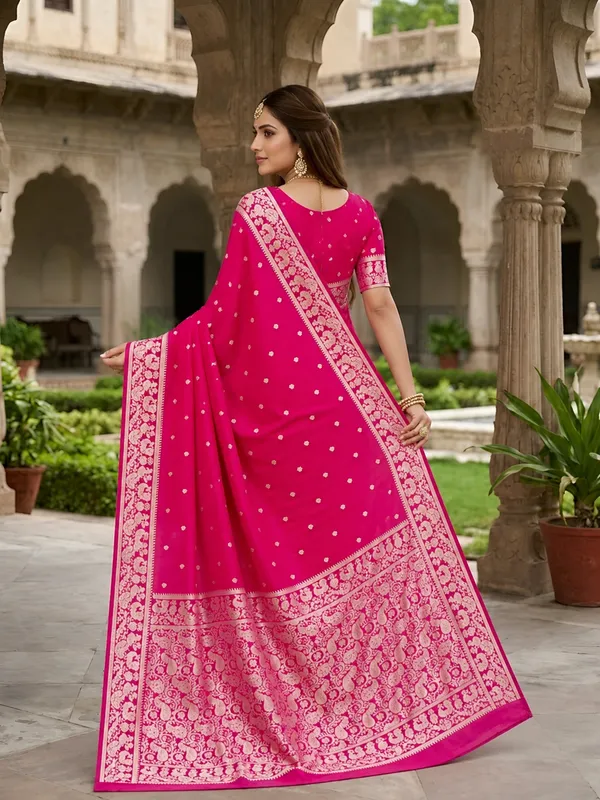 Fuchsia_pink_pure_Banarasi_silk_saree