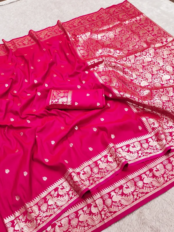 Fuchsia_pink_pure_Banarasi_silk_saree
