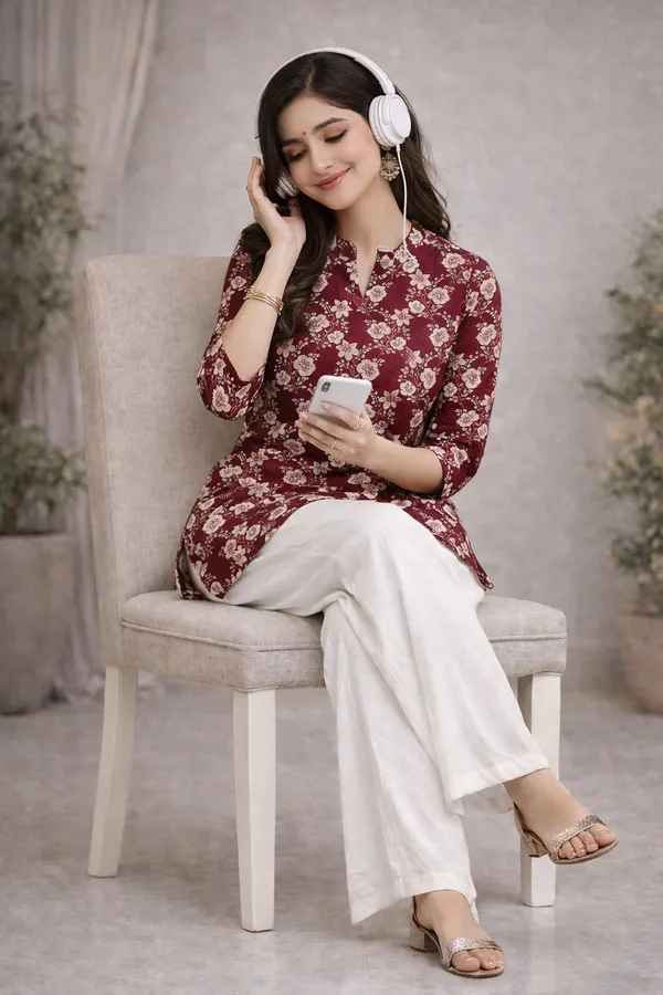 Maroon_Premium_Rayon_Floral_Tunic_Western_Top_With_Palazzo_For_Women