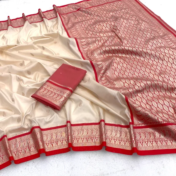 Ivory_and_Red_Banarasi_Silk_Saree