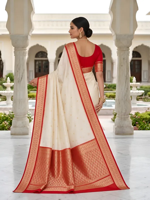 Ivory_and_Red_Banarasi_Silk_Saree