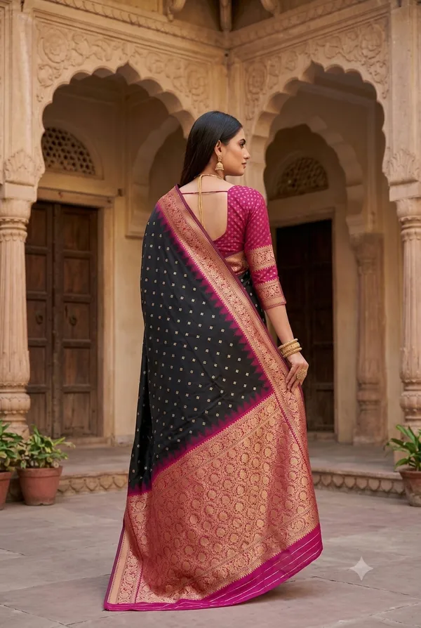 Jet_Black_and_Magenta_Banarasi_Silk_Saree