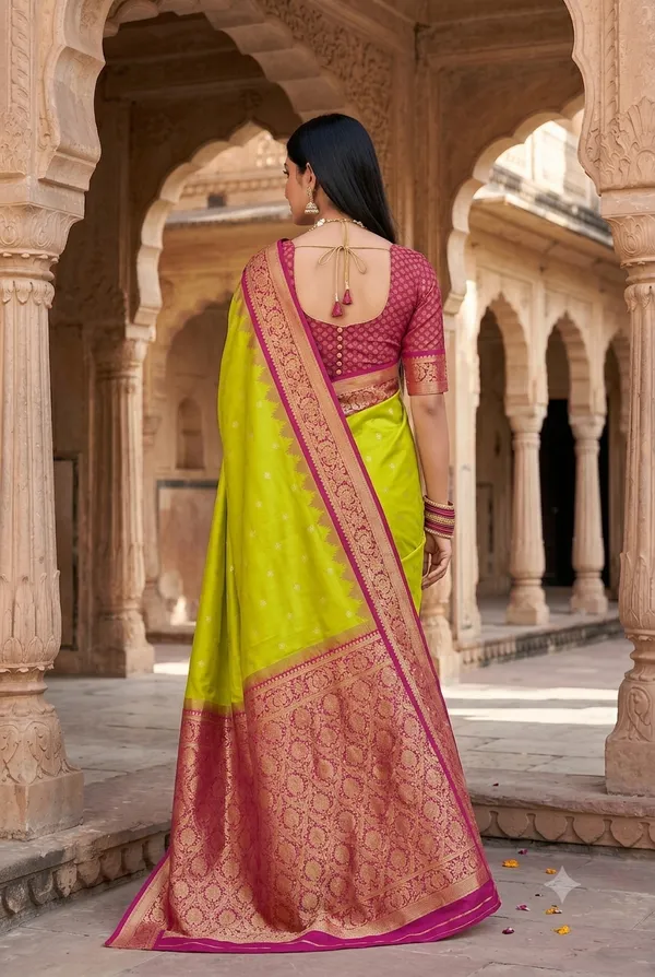 Lime_Green_and_Magenta_Banarasi_Silk_Saree