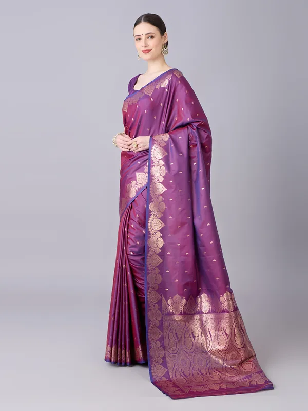 Magenta_purple_and_gold_Banarasi_silk_saree