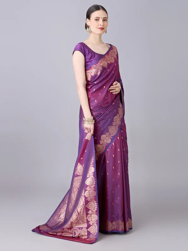 Magenta_purple_and_gold_Banarasi_silk_saree