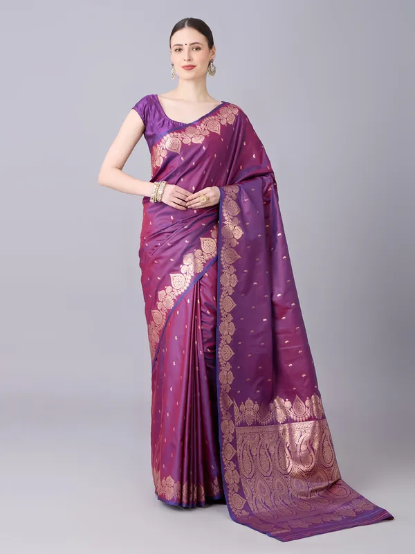 Magenta_purple_and_gold_Banarasi_silk_saree