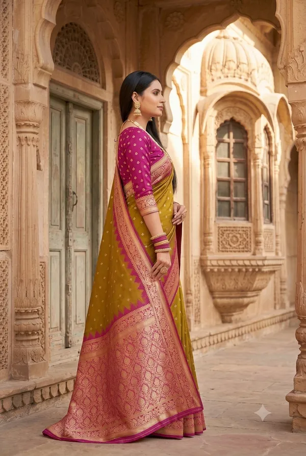 Olive_Green_and_Magenta_Banarasi_Silk_Saree