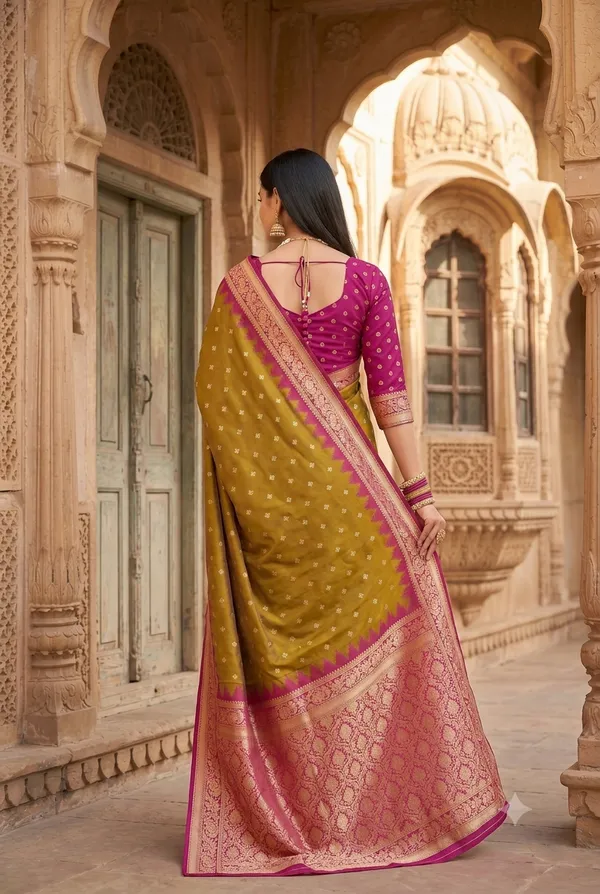 Olive_Green_and_Magenta_Banarasi_Silk_Saree
