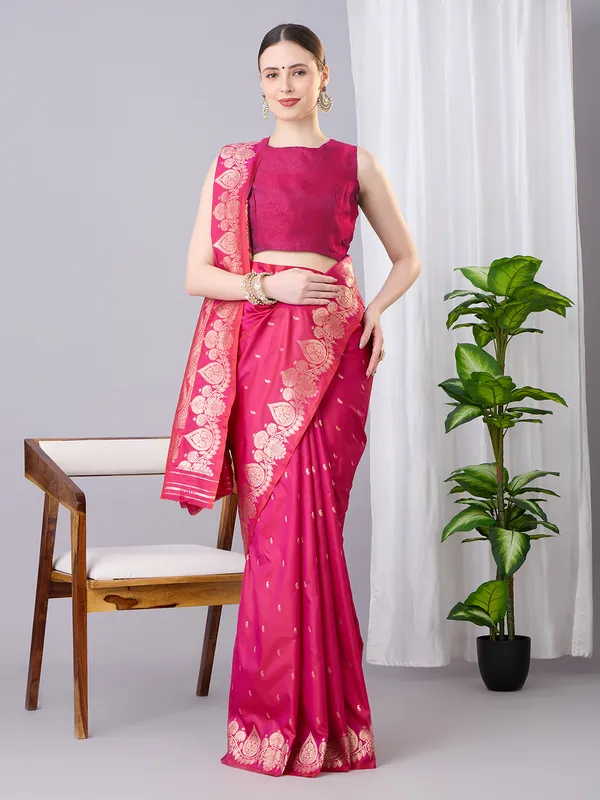 Rani_pink_and_gold_Banarasi_silk_saree