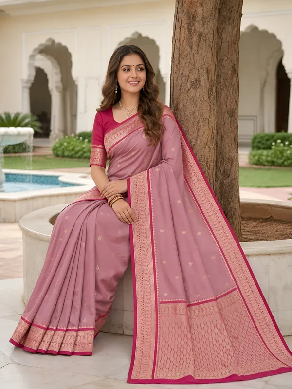 Rosewood_Pink_and_Magenta_Banarasi_Silk_Saree