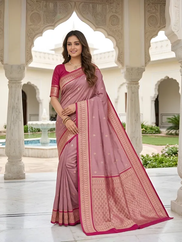 Rosewood_Pink_and_Magenta_Banarasi_Silk_Saree