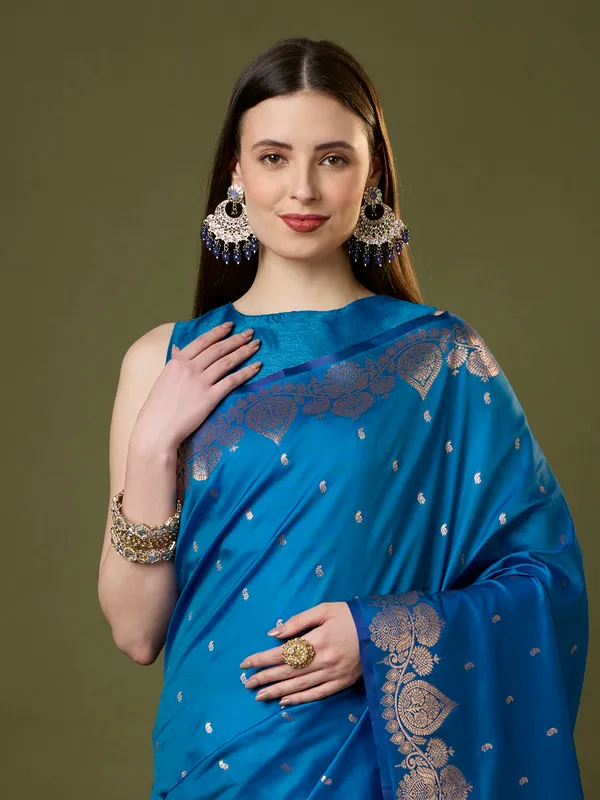 Royal_blue_and_copper_gold_Banarasi_silk_saree