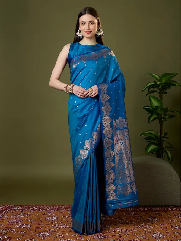 Royal_blue_and_copper_gold_Banarasi_silk_saree