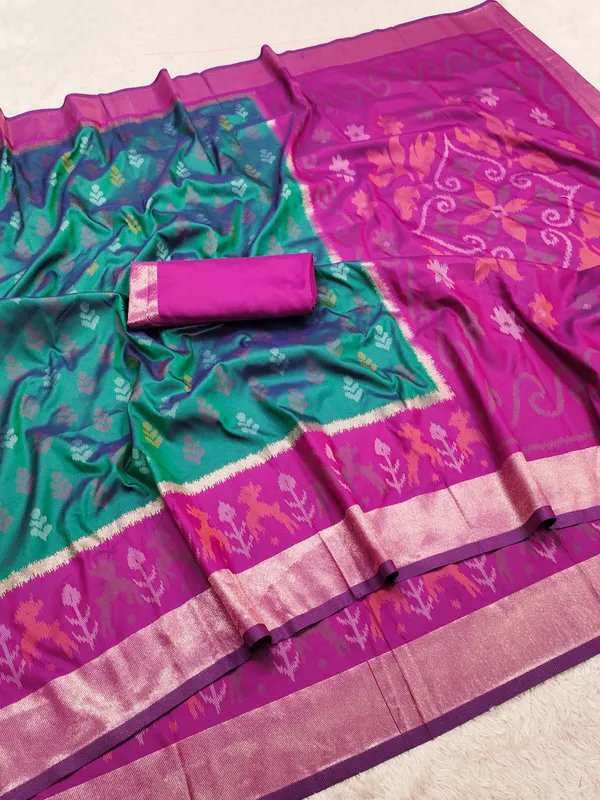 Sea_Green_and_Magenta_Pochampally_Silk_Saree