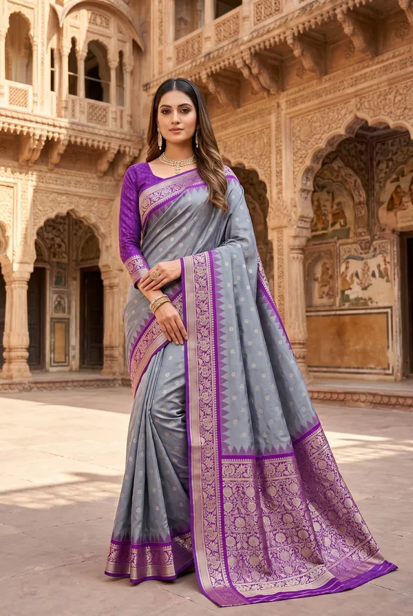 Slate_Grey_and_Purple_Banarasi_Silk_Saree