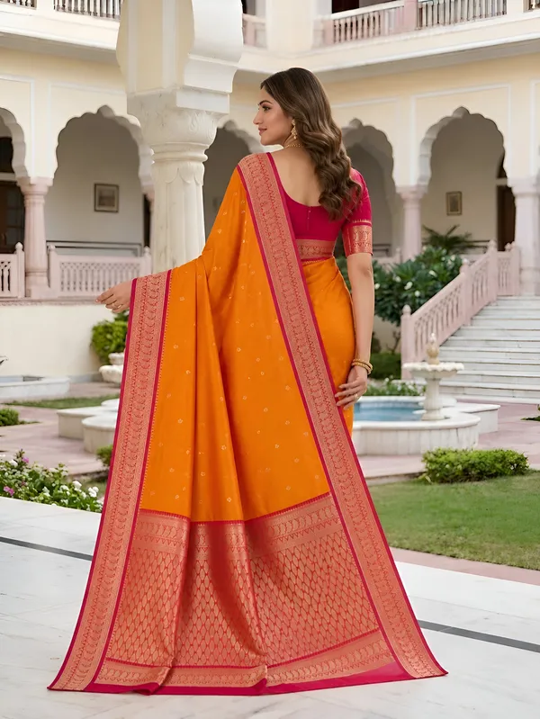 Sunset_Orange_and_Magenta_Banarasi_Silk_Saree