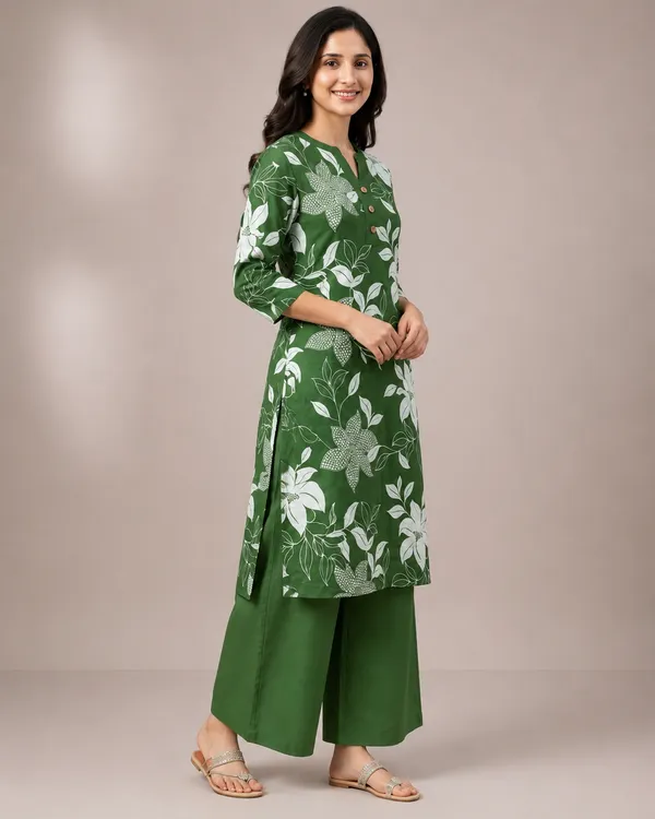 Bottle_Green_Cotton_Floral_Print_Palazzo_Set_For_Women