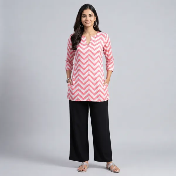Pink_Rayon_Wave_Print_Tunic_Palazzo_Co-Ord_Set_For_Women
