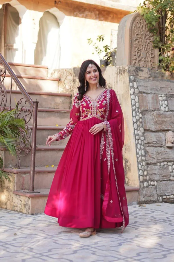 Berry_Magenta_Faux_Georgette_Flared_Anarkali_Gown_For_Women