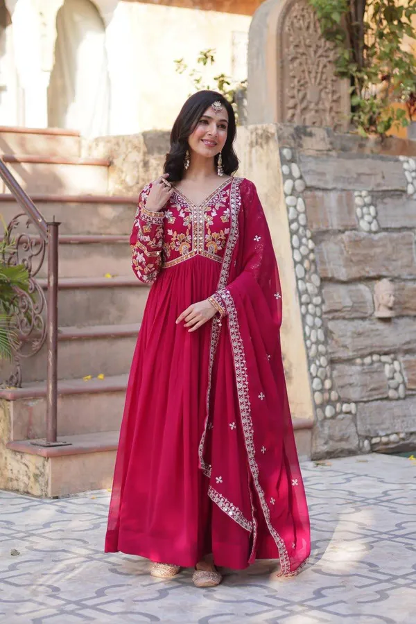 Berry_Magenta_Faux_Georgette_Flared_Anarkali_Gown_For_Women