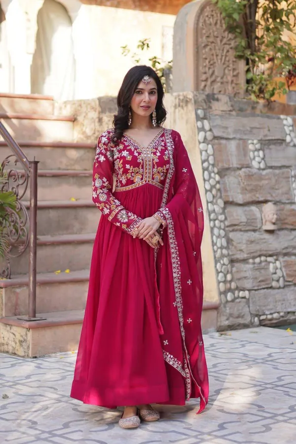 Berry_Magenta_Faux_Georgette_Flared_Anarkali_Gown_For_Women