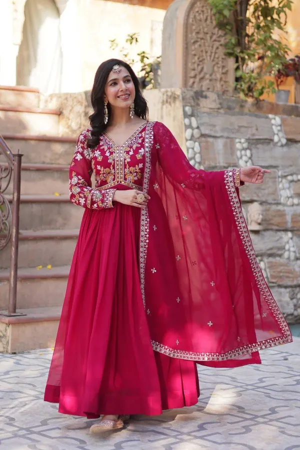 Berry_Magenta_Faux_Georgette_Flared_Anarkali_Gown_For_Women