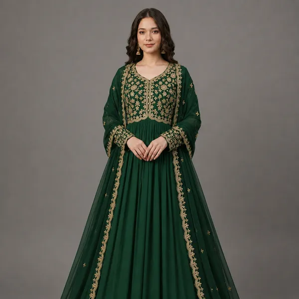Emerald_Green_Faux_Blooming_Floral_Embroidered_Gown_For_Women