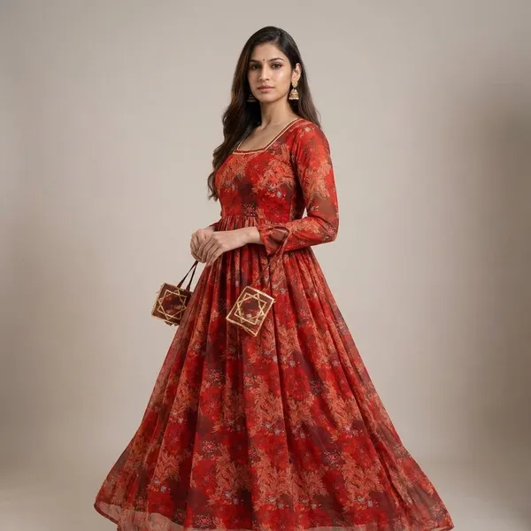 Crimson_Red_Georgette_Anarkali_Square_Neck_Flared_Gown_For_Women