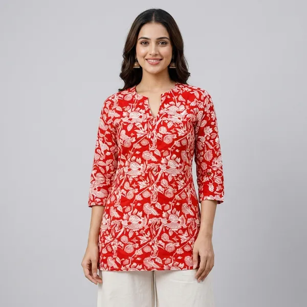 Crimson_Red_Rayon_Botanical_Print_Western_Top_With_Palazzo_For_Women