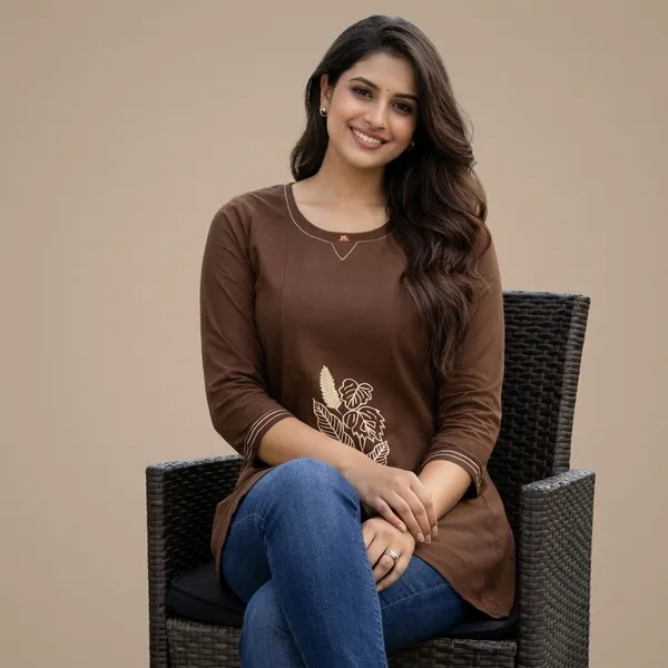 Brown_Cotton_Embroidered_Western_Top_For_Women