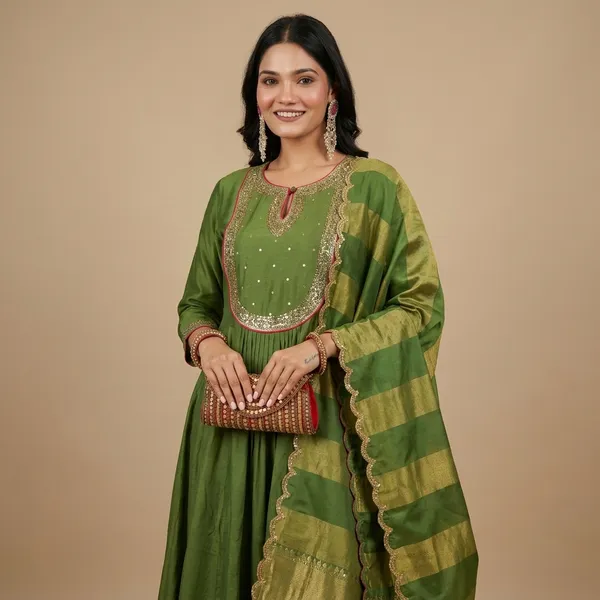 Mehendi_Green_Viscose_Silk_Zari_Embroidered_Anarkali_Suit_Set_For_Women