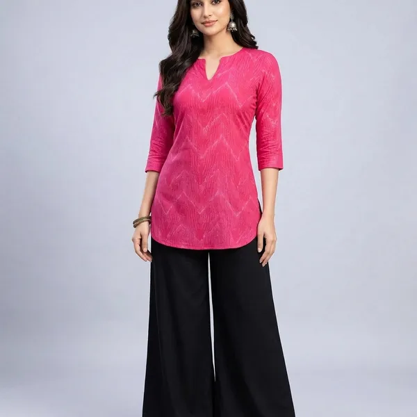 Pink_Rayon_Wave_Print_Western_Top_With_Palazzo_For_Women